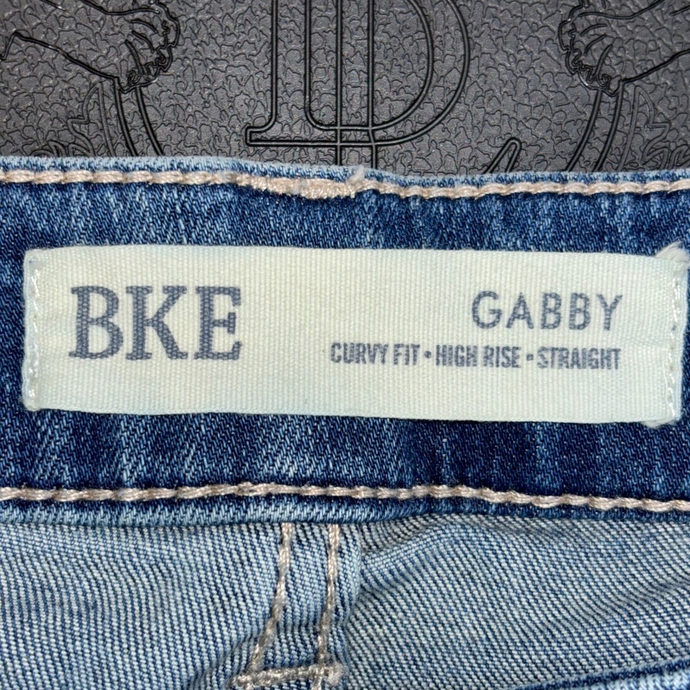 BKE Gabby Curvy High Rise Straight Leg Distressed Raw Hem Jeans 33x33.5 ABK465 - Picture 3 of 12